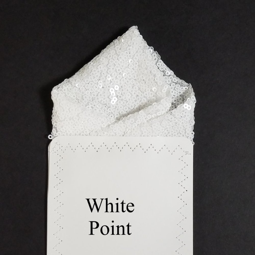 Men's Sequin Pre-Folded Pointed Pocket Square Insert - White - Picture 3 of 8
